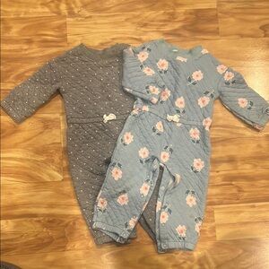 Baby Quilted Romper Set - Gray and Blue Floral